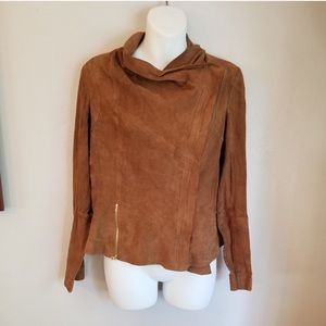 Zara woman motorcycle brown faux leather jacket